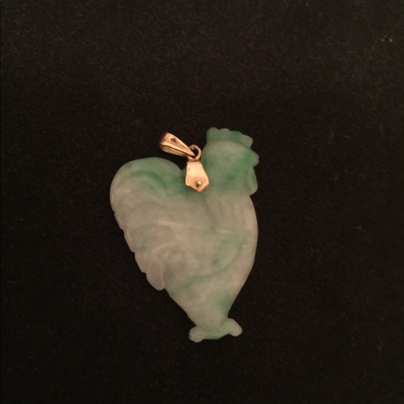 18k Real jade rooster pendant - Picture 3 of 5